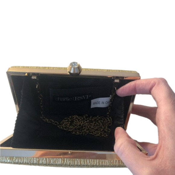 CHARMING Charlie Hard Shell Gold Clutch - Picture 5 of 6